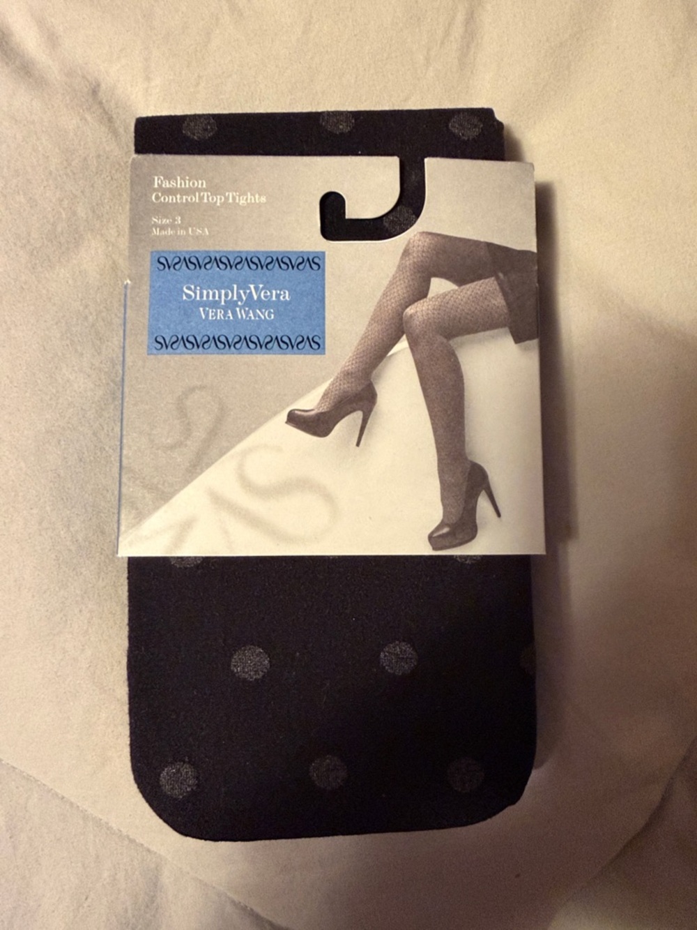 Simply Vera Vera Wang Black Polka Dot Control Top Tights